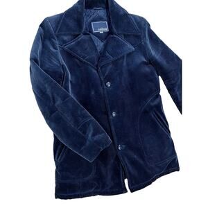 Vintage Cabot navy blue insulated corduroy coat 60s 70s quilted lining Sz S